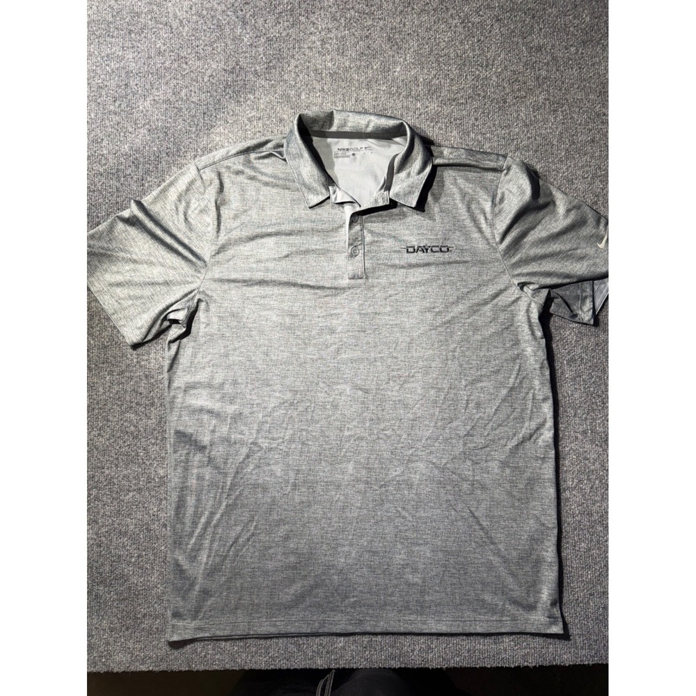 Nike Golf Dri-FIT Polo Shirt Mens Large Grey Dayco Logo Short Sleeve 838965-065